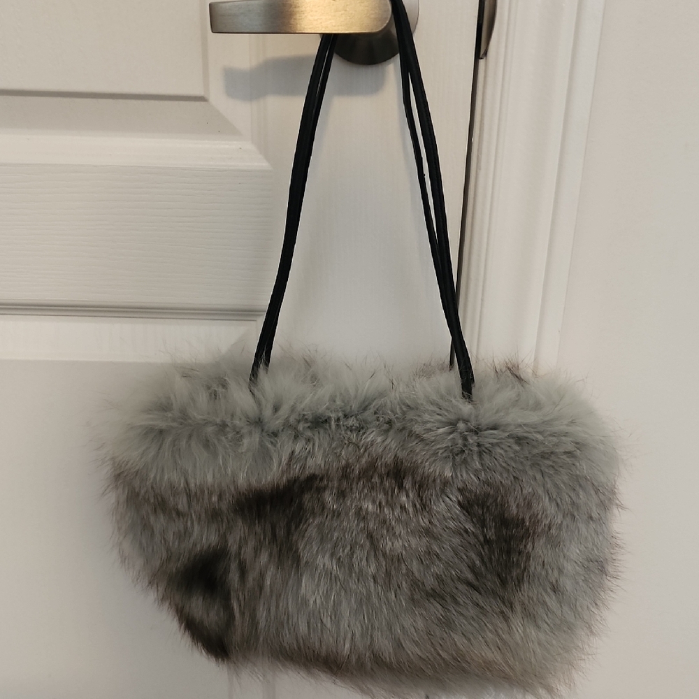 Elegant Gray Faux Fur Tote